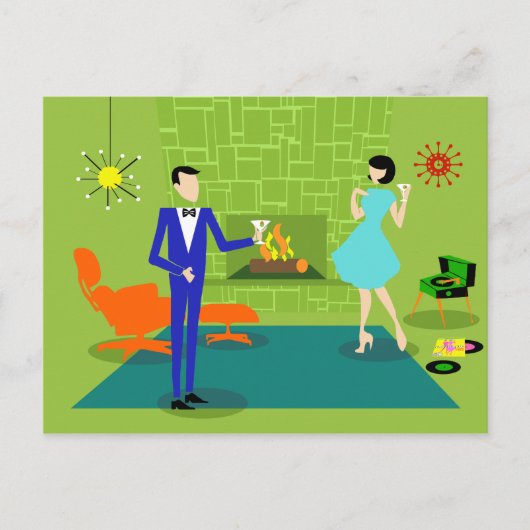 Mid Century Modern Couple Briefkaart (Voorkant)