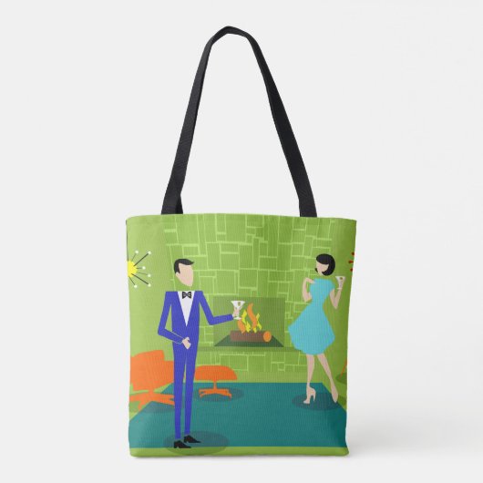 Mid Century Modern Couple Canvas tas (Achterkant)