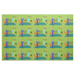 Mid Century Modern Couple Fabric Stof