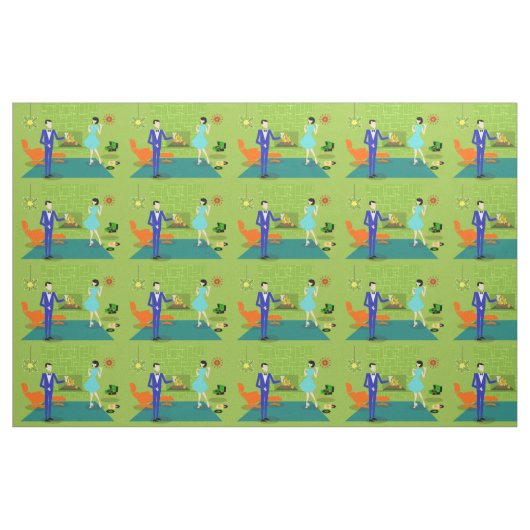 Mid Century Modern Couple Fabric Stof (Yard (91,4 cm))