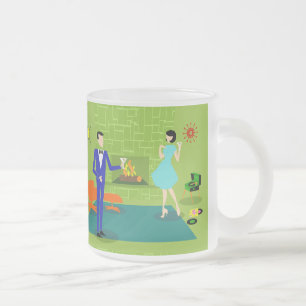 Mid Century Modern Couple Frosted Glass Mok