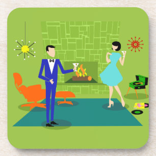 Mid Century Modern Couple Hard Plastic Onderzetter