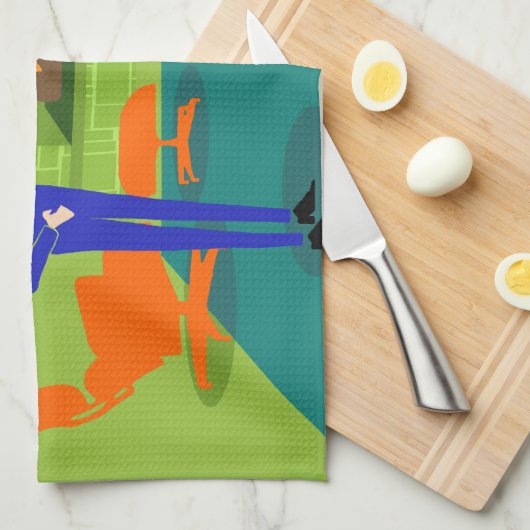 Mid Century Modern Couple Kitchen Towelen Theedoek (Quarter Fold)