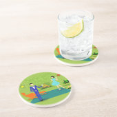 Mid Century Modern Couple Sandstone Onderzetter (Zijkant)