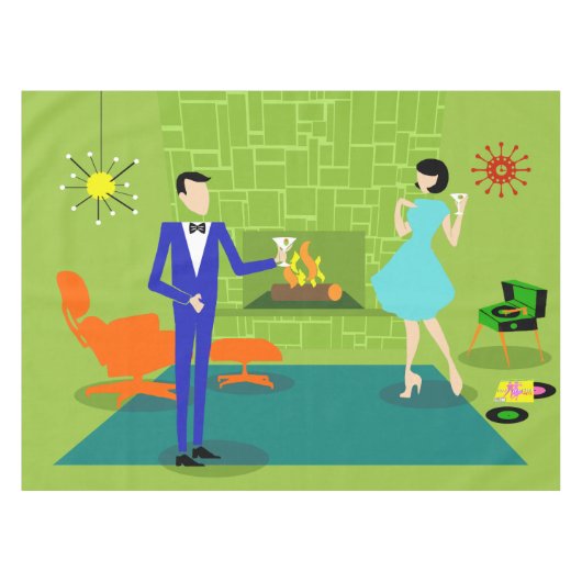 Mid Century Modern Couple Tablecloth Tafelkleed (Voorkant (Horizontaal))