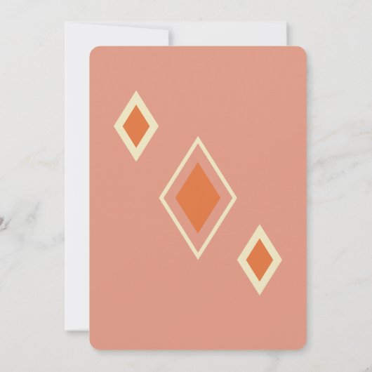 Mid Century Modern Cream, Blush & Burnt Oranje Save The Date (Achterkant)