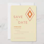 Mid Century Modern Cream, Blush & Burnt Oranje Save The Date (Voorkant)