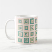 Mid Century Modern Cream Green Squares Patroon Koffiemok (Links)
