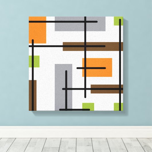Mid Century Modern Cubicle Art Canvas Afdruk (Insitu (Houten vloer))