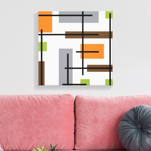 Mid Century Modern Cubicle Art Canvas Afdruk (Insitu (Woonkamer))