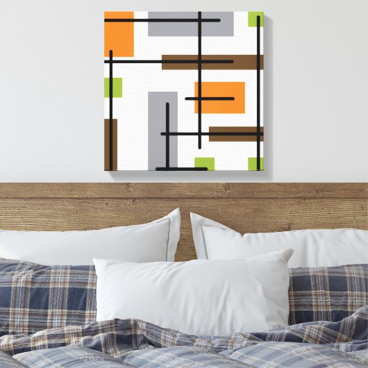 Mid Century Modern Cubicle Art Canvas Afdruk (Insitu (Slaapkamer))