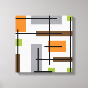 Mid Century Modern Cubicle Art Canvas Afdruk