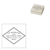 Mid-Century Modern Diamond Lijst Return Address Rubberstempel (Gestempeld)