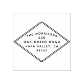 Mid-Century Modern Diamond Lijst Return Address Rubberstempel (Afrduk)