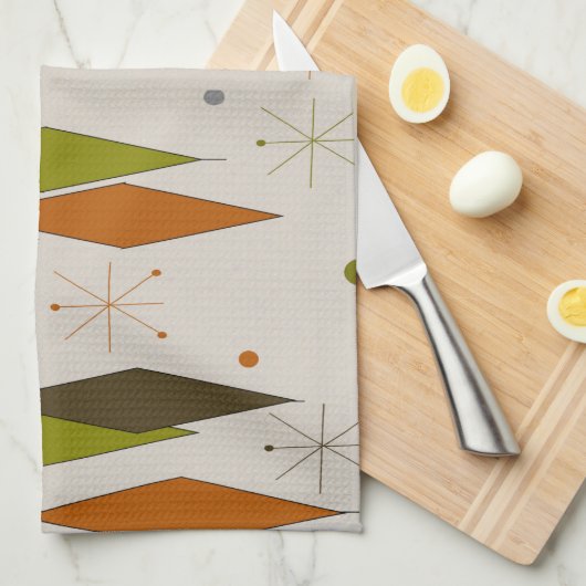 Mid-Century Modern Diamond Pattern Theedoek (Quarter Fold)