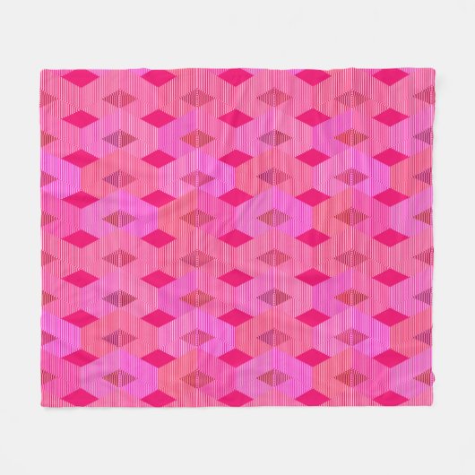 Mid-Century Modern Diamond Print, Fuchsia Pink Fleece Deken (Voorkant (Horizontaal))