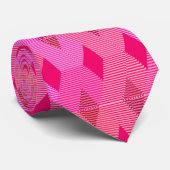 Mid-Century Modern Diamond Print, Fuchsia Pink Stropdas (Opgerold)