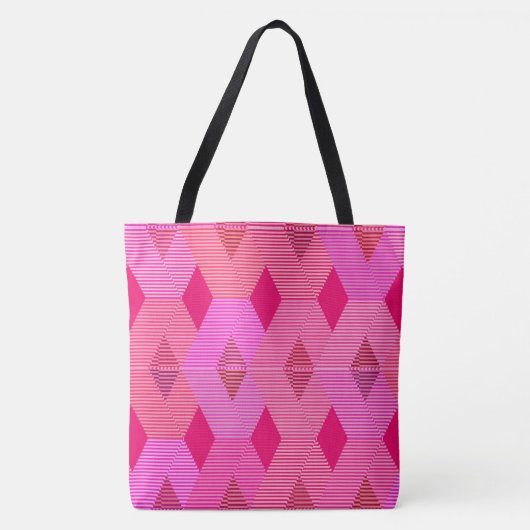 Mid-Century Modern Diamond Print, Fuchsia Pink Tote Bag (Voorkant)