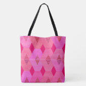 Mid-Century Modern Diamond Print, Fuchsia Pink Tote Bag (Achterkant)