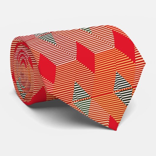 Mid-Century Modern Diamond Print, koraal Oranje Stropdas (Opgerold)