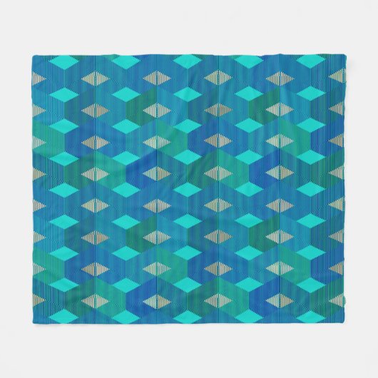 Mid-Century Modern Diamond Print, Turquoise Fleece Deken (Voorkant (Horizontaal))