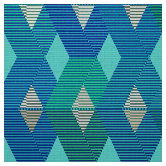 Mid-Century Modern Diamond Print, Turquoise Stof (Swatch)