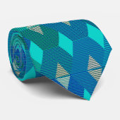 Mid-Century Modern Diamond Print, Turquoise Stropdas (Opgerold)