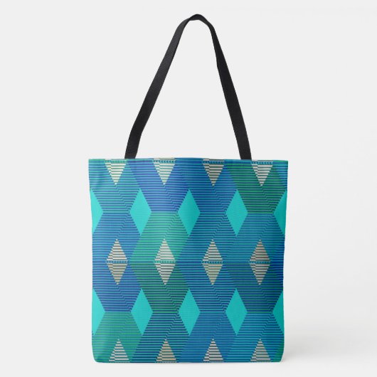 Mid-Century Modern Diamond Print, Turquoise Tote Bag (Voorkant)