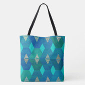 Mid-Century Modern Diamond Print, Turquoise Tote Bag (Achterkant)