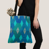 Mid-Century Modern Diamond Print, Turquoise Tote Bag (Dichtbij)