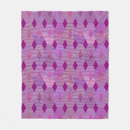 Mid-Century Modern Diamond Print, Violet Paars Fleece Deken (Voorkant)