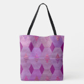 Mid-Century Modern Diamond Print, Violet Paars Tote Bag (Achterkant)