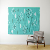 Mid Century Modern Diamonds Aquamarine Wandkleed (In Situ (horizontaal))