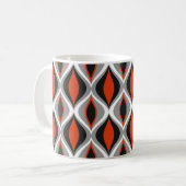 Mid-Century Modern Diamonds, Black en Rust Red Koffiemok (Voorkant links)