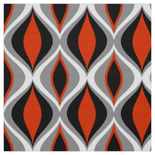 Mid-Century Modern Diamonds, Black en Rust Red Stof (Swatch)