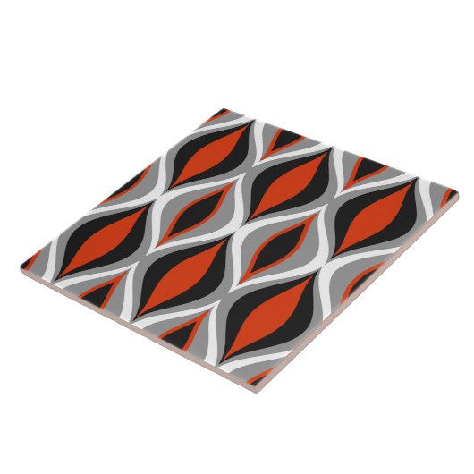Mid-Century Modern Diamonds, Black en Rust Red Tegeltje (Zijkant)