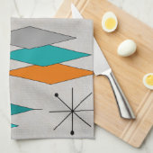 Mid-Century Modern Diamonds Blauwgroen en Oranje Theedoek (Quarter Fold)