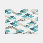 Mid Century Modern Diamonds (Blauwgroen) Fleece Deken (Voorkant (Horizontaal))