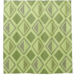 Mid Century Modern Diamonds Chartreuse Douchegordijn