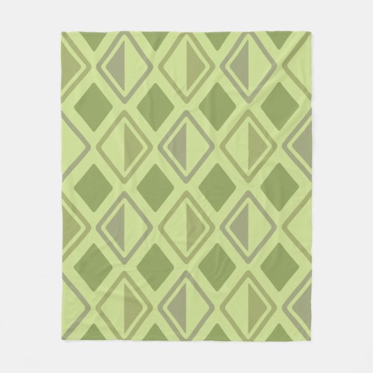 Mid Century Modern Diamonds Chartreuse Fleece Deken (Voorkant)