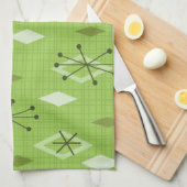 Mid Century Modern Diamonds Chartreuse Theedoek (Quarter Fold)