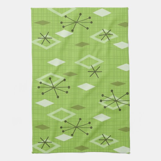 Mid Century Modern Diamonds Chartreuse Theedoek (Verticaal)