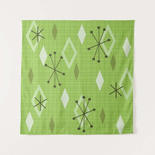 Mid Century Modern Diamonds Chartreuse Wandkleed (Voorkant)