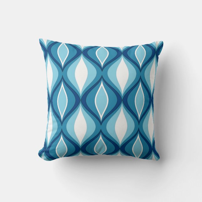 Mid-Century Modern Diamonds, Denim Blues Kussen (Voorkant)
