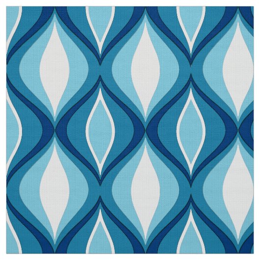 Mid-Century Modern Diamonds, Denim Blues Stof (Swatch)