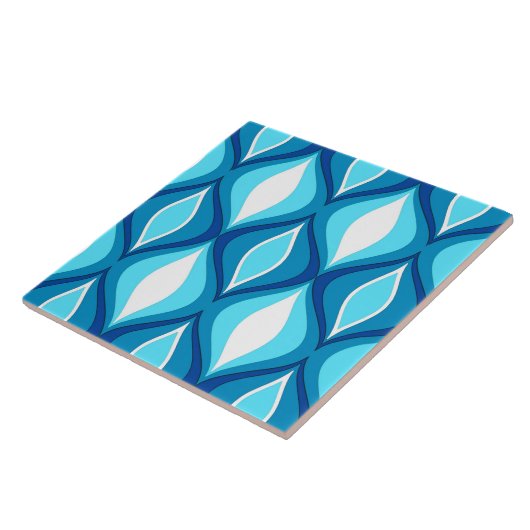 Mid-Century Modern Diamonds, Denim Blues Tegeltje (Zijkant)