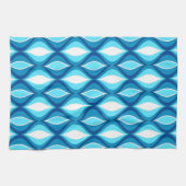 Mid-Century Modern Diamonds, Denim Blues Theedoek (Horizontaal)