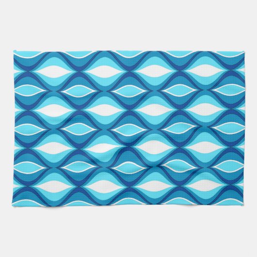 Mid-Century Modern Diamonds, Denim Blues Theedoek (Horizontaal)