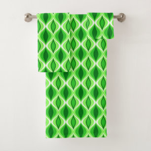 Mid-Century Modern Diamonds, Emerald & Lime Green Bad Handdoek