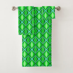 Mid-Century Modern Diamonds, Emerald & Lime Green Bad Handdoek